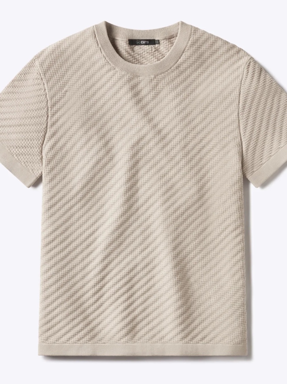 Cuts Clothing Beige Textured Short-Sleeve Tee